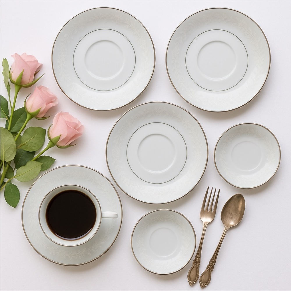 Noritake Buckingham Saucer Plates Set of 6 – Platinum Rim